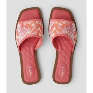 Vivaia Pillowtop Slide Manuella‎ Sandals Women's 39 8 Woven Print Pink Coral